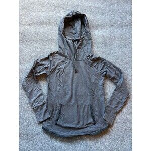 Athleta Womens Gray Long Sleeve Kangaroo Pocket Funnel Neck Hoodie Size Small